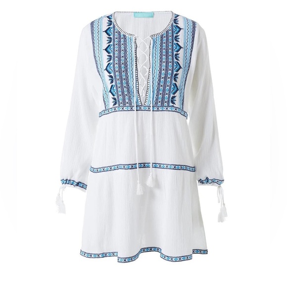 MELISSA ODABASH MILLIE WHITE DRESS Lace-Up Mini - Picture 1 of 13